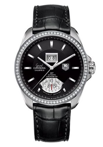 TAG Heuer Grand Carrera Calibre 8 RS Grande Date GMT Stainless Steel - Diamond / Black / Alligator